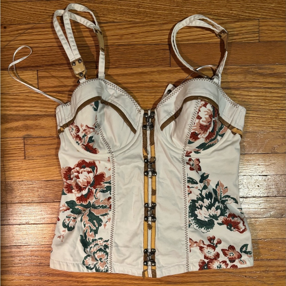 Guess Women’s XS White floral corset top